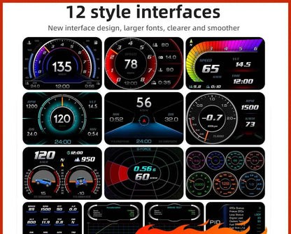 AD Digital Car HUD GPS OBD2 Head Up Display with Slope Meter Black